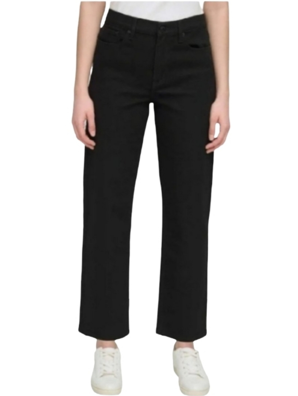 Calvin Klein High Rise Straight Leg Ankle Jeans In Color Jet